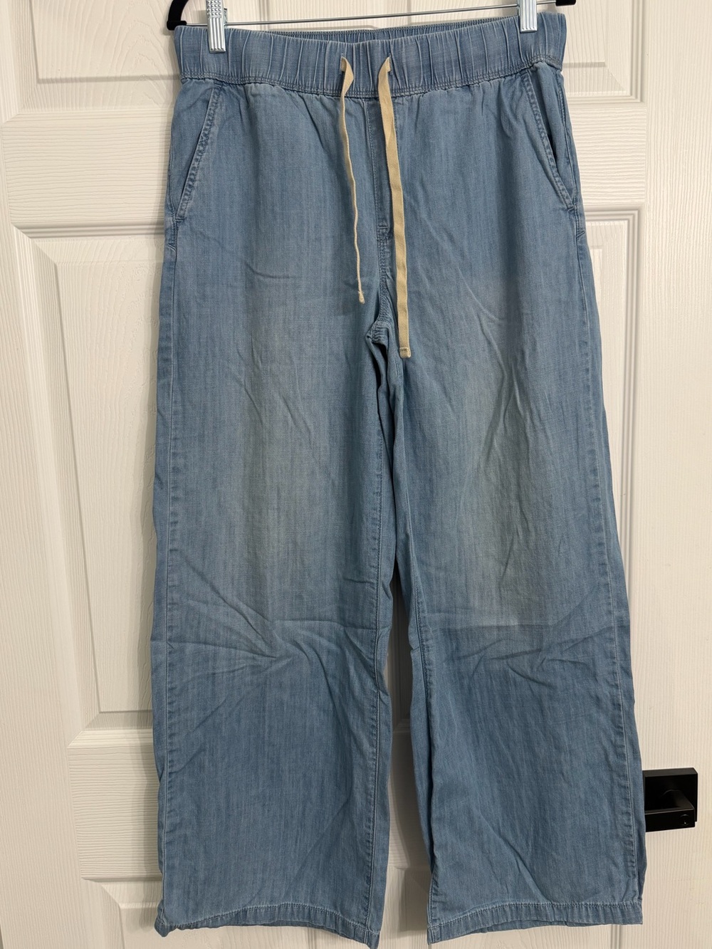 Nine West Light Blue Wide-Leg Drawstring Trousers